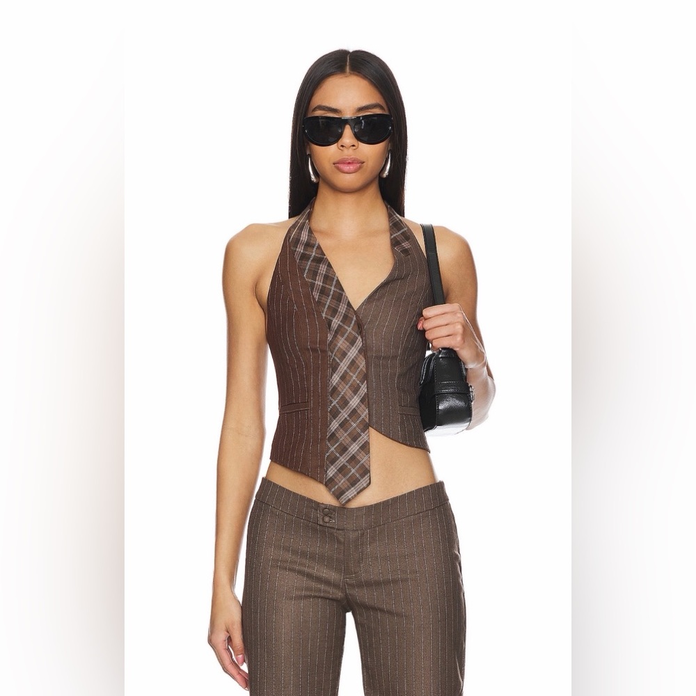 Jaded London Brown Striped Crop Top
